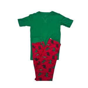 HANNA ANDERSSON + PRIMARY Fire Breathing Dragon Pajama Set Sz 10 140 Kids Green